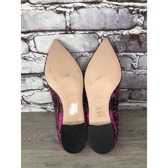 J. Crew K2904 Pink Fresh Berry Tweed Pointed Toe Flats Women’s Sz 7M US/38EU - Picture 6 of 16